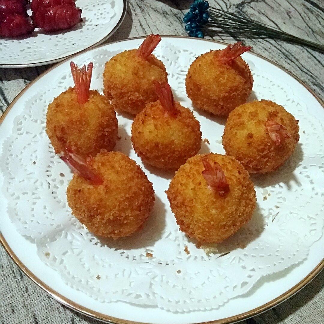 土豆泥鲜虾球