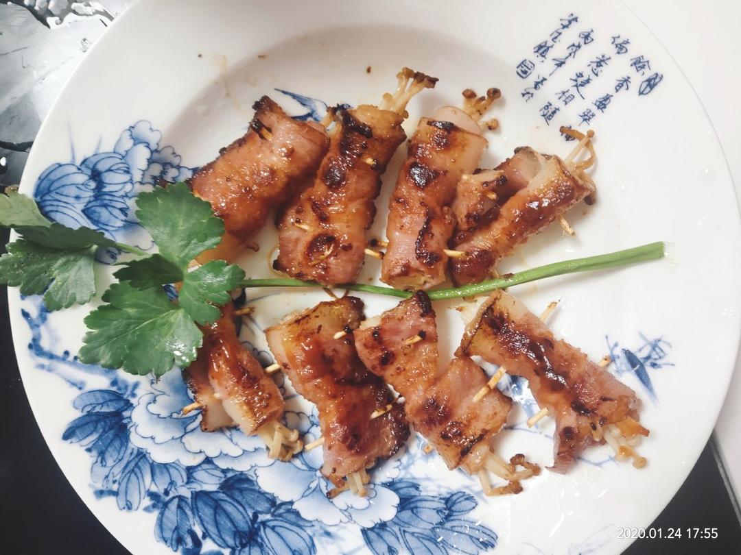 山药金针菇培根卷