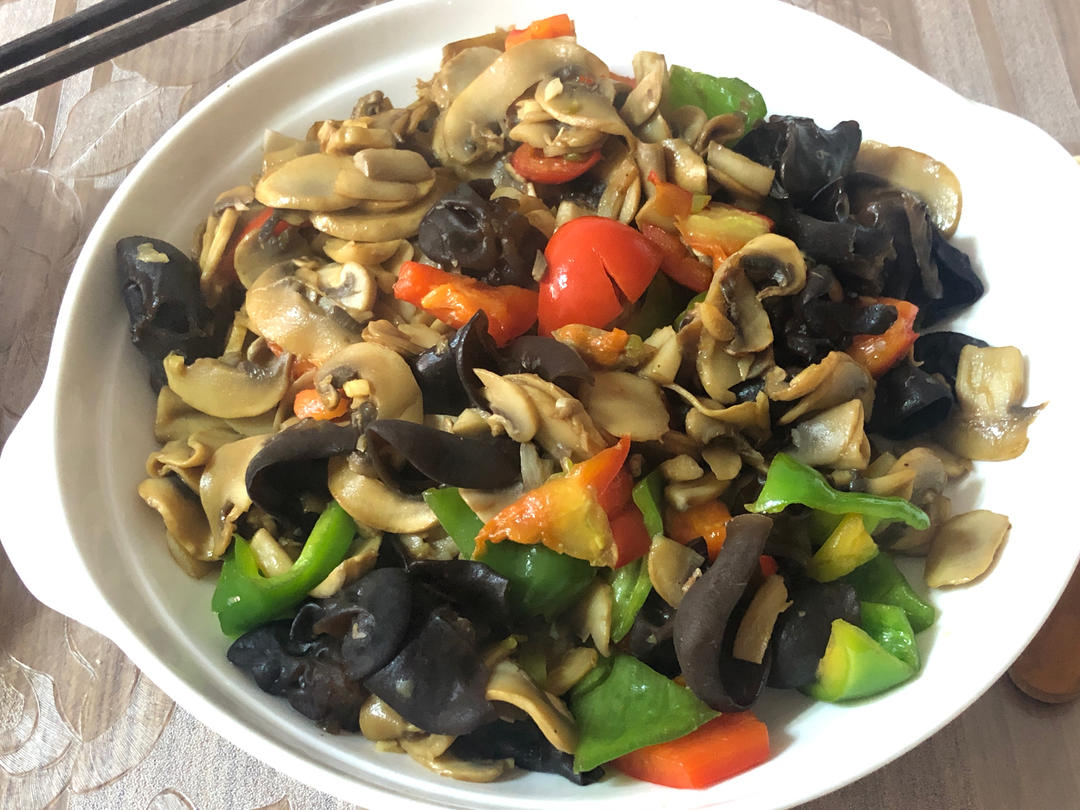 素炒鲜口蘑（白蘑菇），快手家常菜