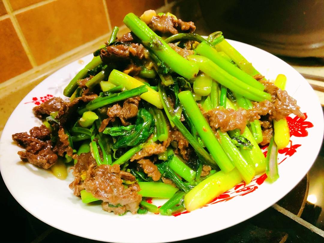 红菜苔炒牛肉的做法