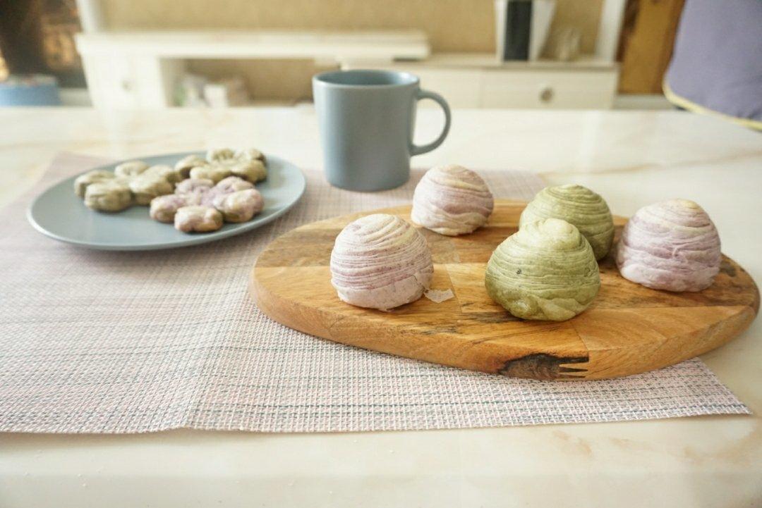 蛋黄酥~紫薯、抹茶、原味~花好月圆，中秋快乐~内附一次做六色蛋黄酥方法~