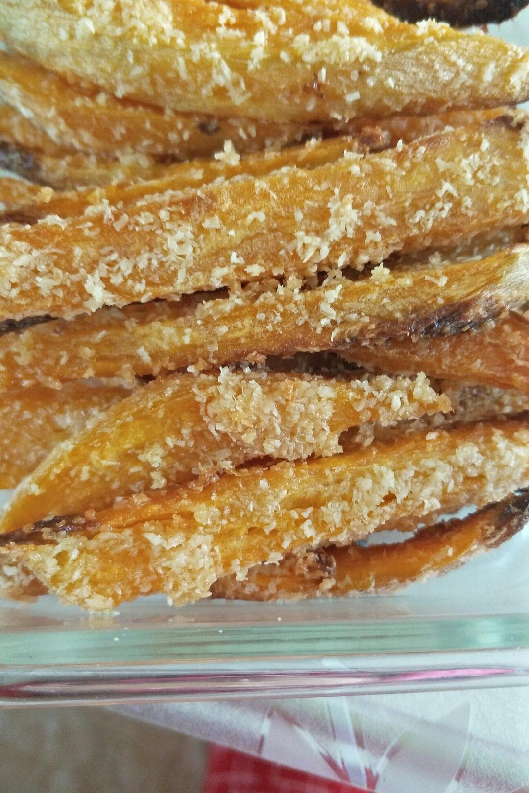 椰蓉烤红薯条（健康夜宵）