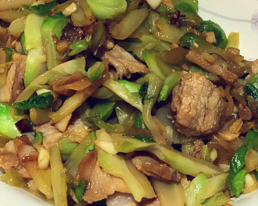 多头菜炒肉片的做法