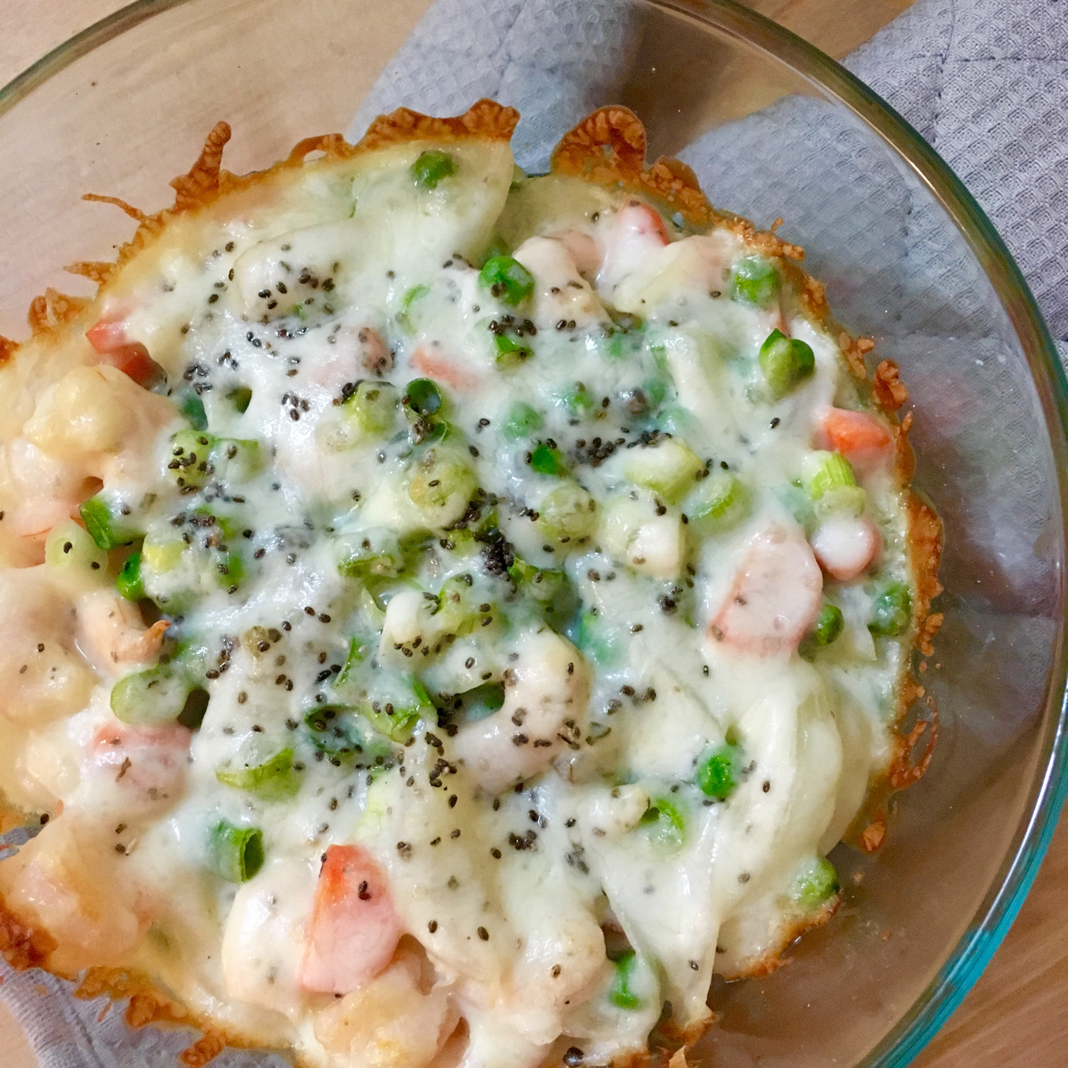 鲜虾培根芝士焗饭