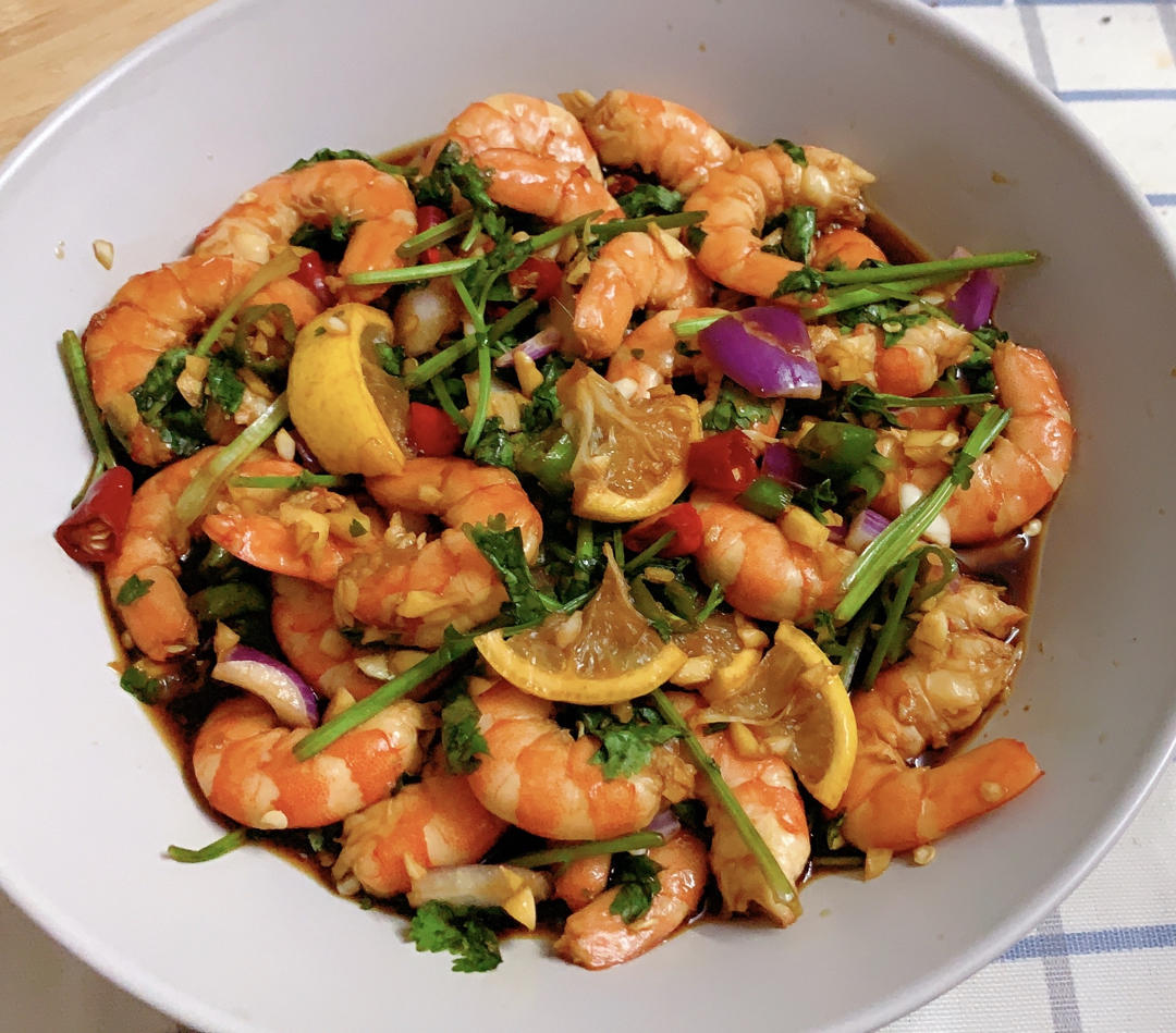 酸辣柠檬凉拌虾🦐无油低脂❗️酸辣鲜嫩Q弹