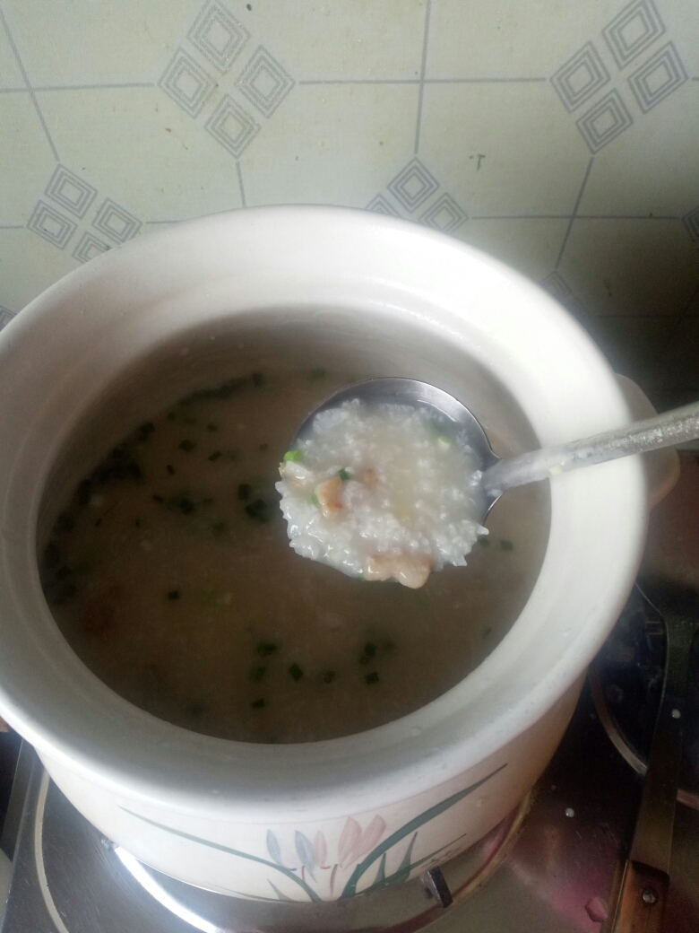 鲜香绵滑海米干贝猪肉粥的做法 步骤6