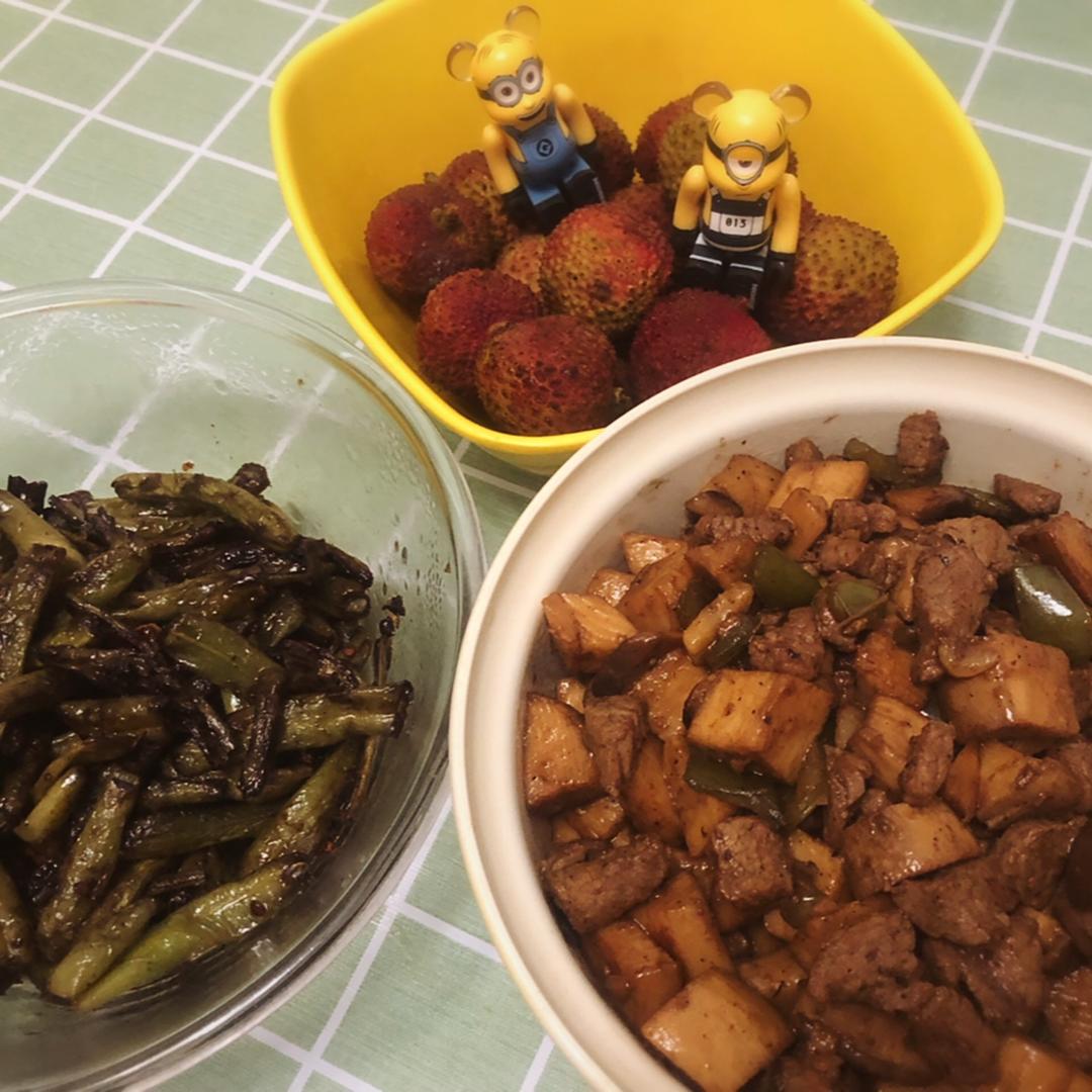 家常菜~杏鲍菇烧牛肉粒