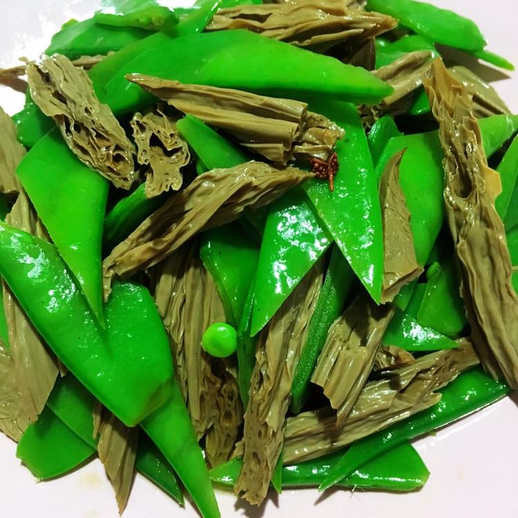 荷兰豆拌黑腐竹