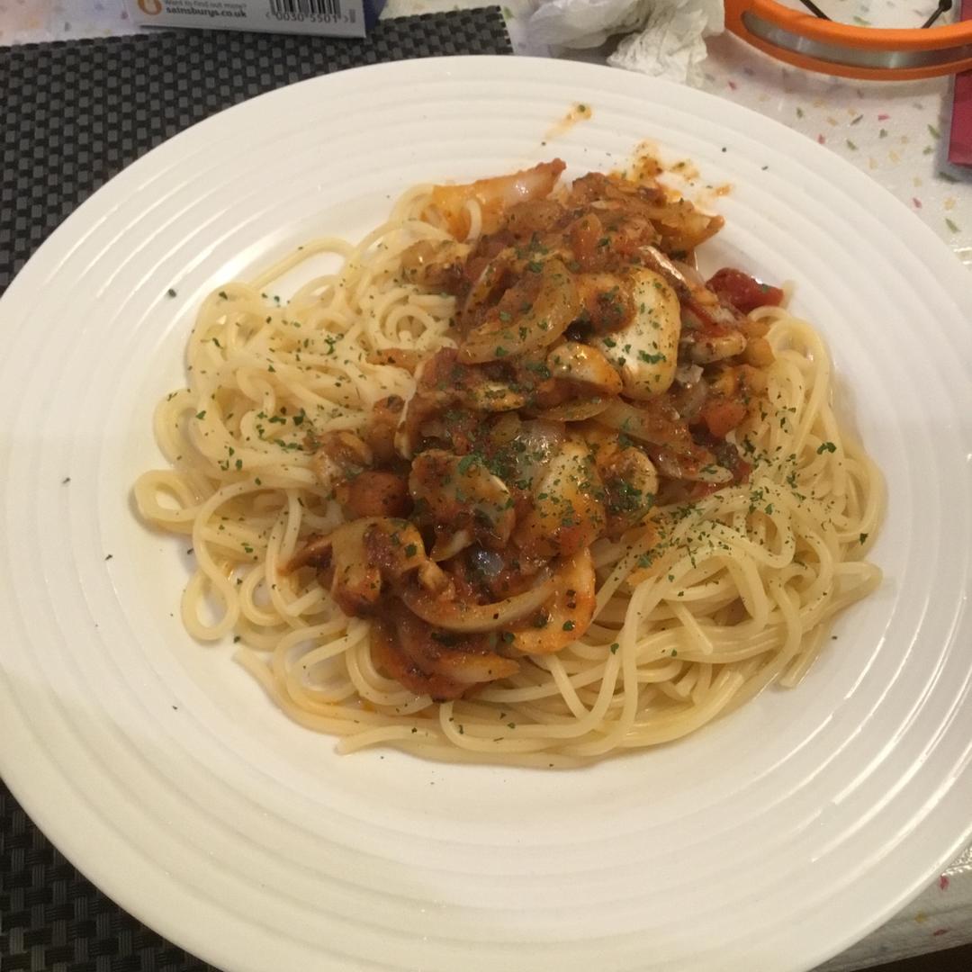 蕃茄蘑菇肉酱意大利面