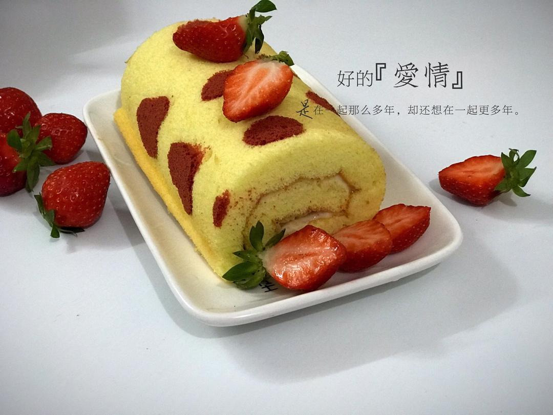 心形彩绘芒果蛋糕卷