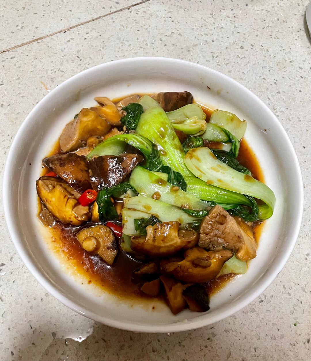 青菜烧香菇