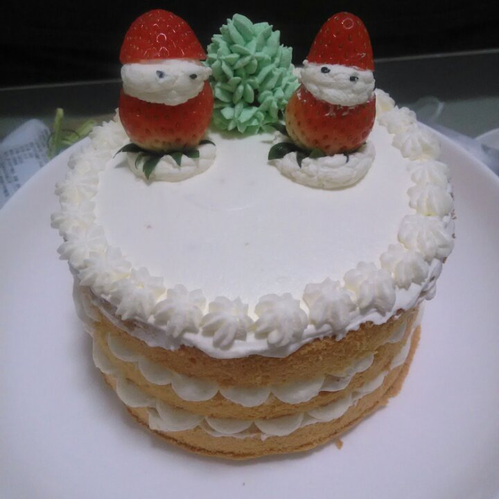 圣诞草莓雪人 红丝绒戚风裸蛋糕