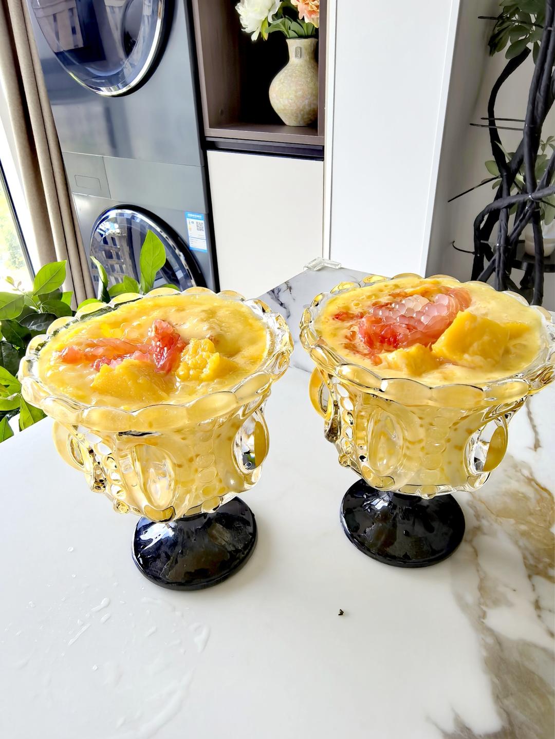 港式甜品——杨枝甘露(芒果西米露)附芒果花切法