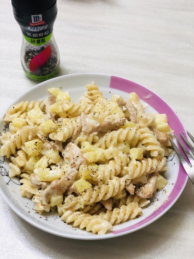 低卡伪白酱奶油培根蘑菇意大利面｜#Healthymeals# 减脂必撸02