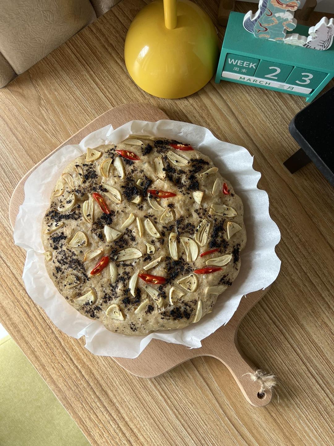 不需揉面的大孔蒜香佛卡夏