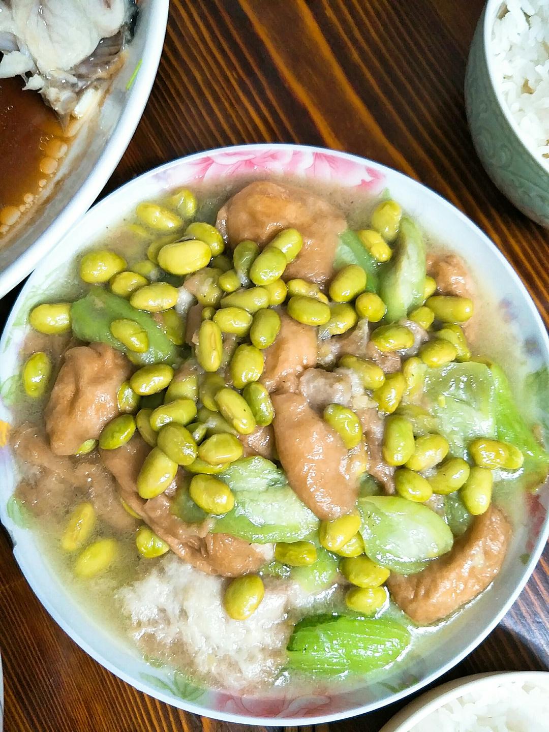 丝瓜毛豆烧油面筋