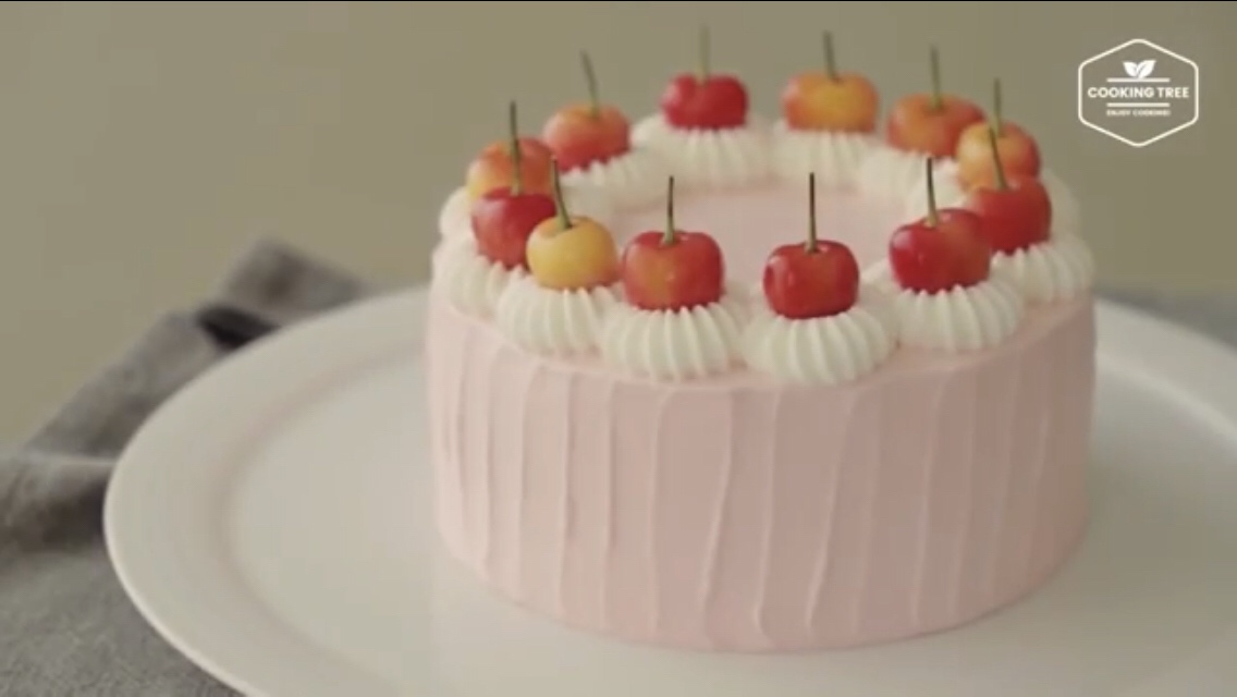 樱桃漩涡蛋糕 cherry vertical cake (小烤箱，九寸方盘)
