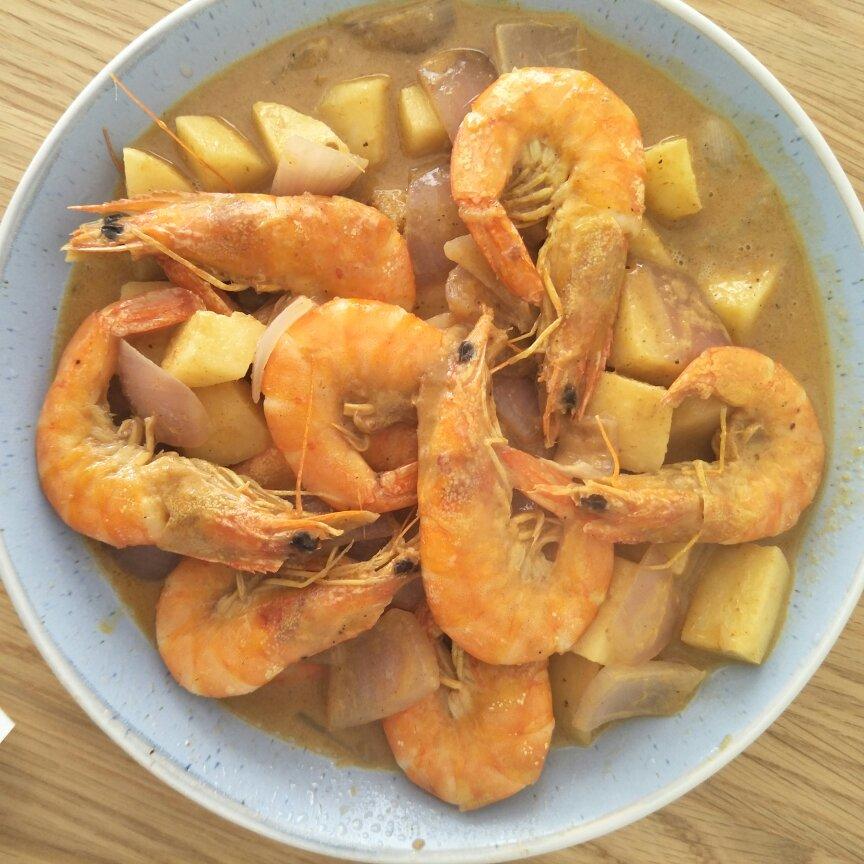 奶香苹果咖喱虾