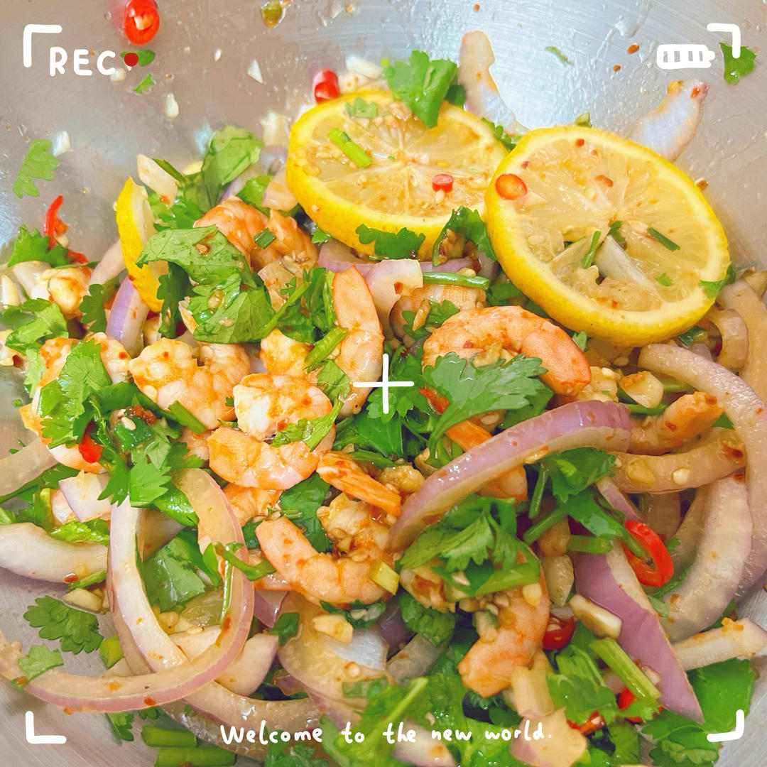 鲜嫩爽口，低脂低卡的酸辣柠檬虾，爆好吃