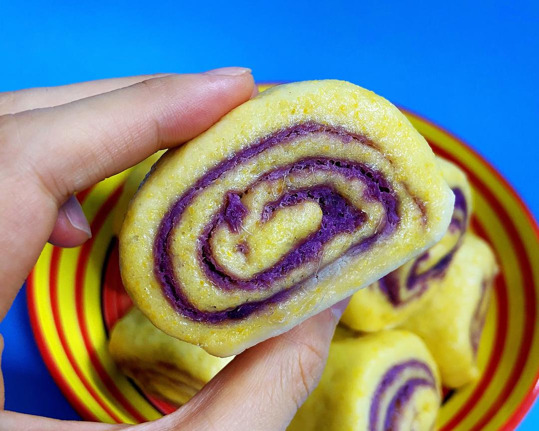 减肥主食之紫薯玉米馒头卷