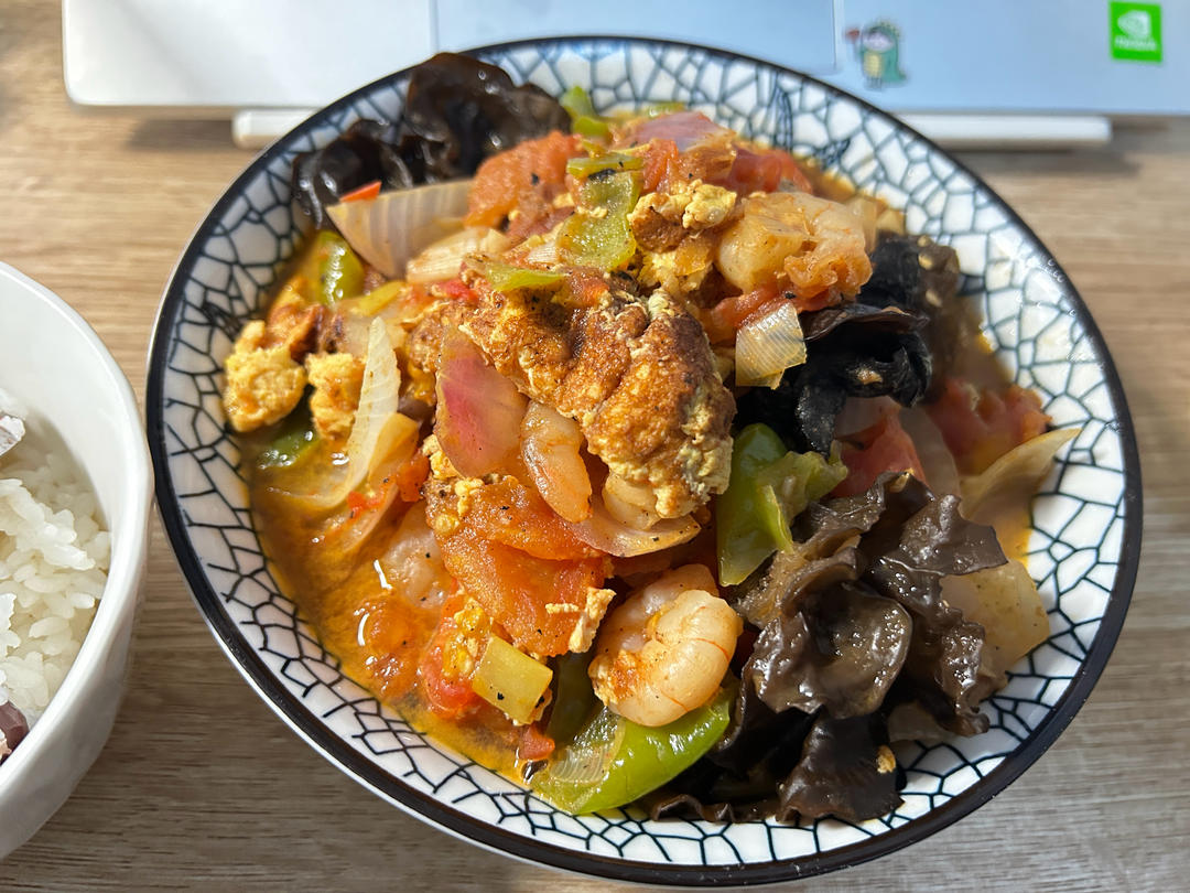蕃茄鸡蛋炒虾仁