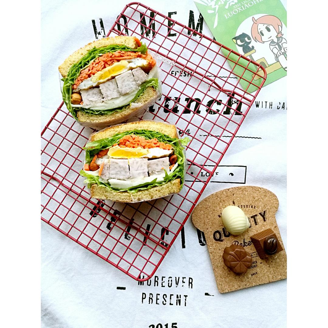 如何做超厚的沼三明治~详细tip！牛油果鸡蛋午餐肉三明治~