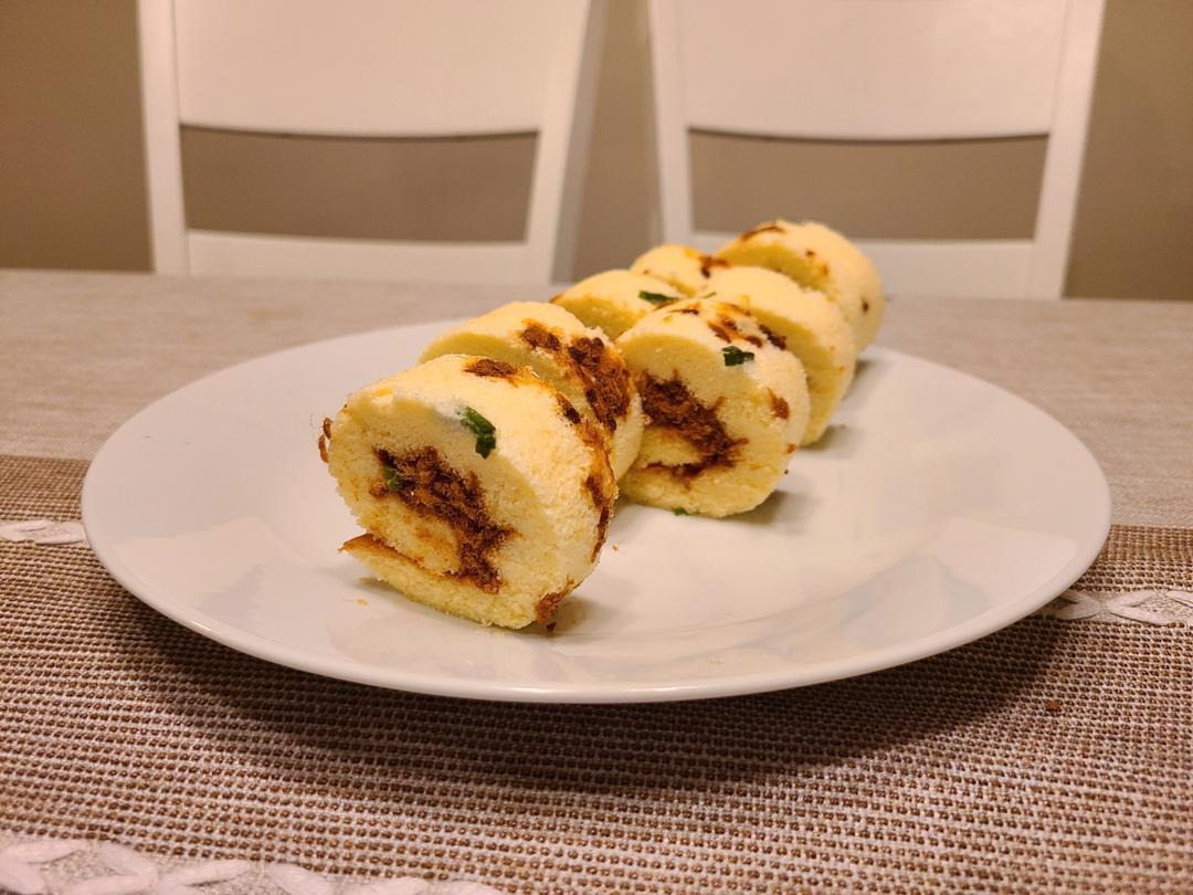 香葱肉松蛋糕卷这样做‼️满屋飘香（小视频食谱）