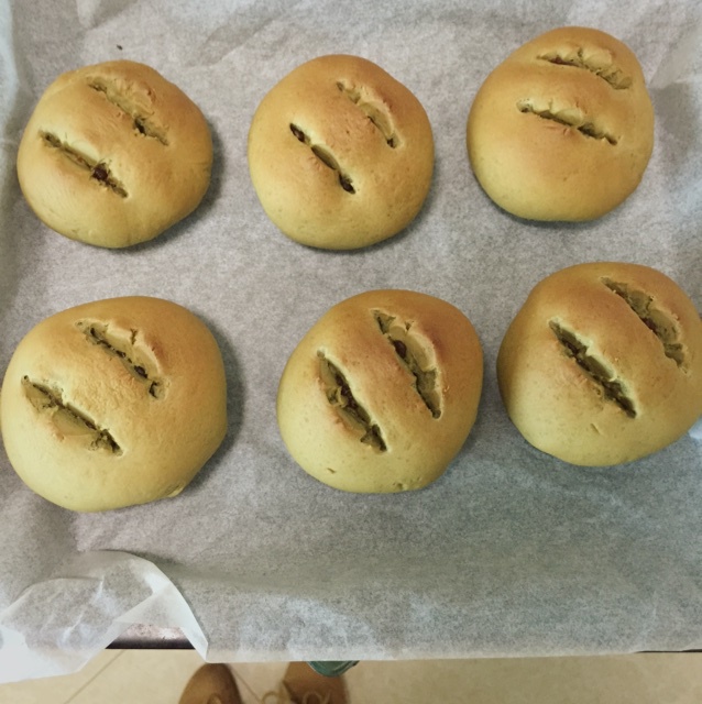 抹茶豆沙小面包（无油脂）