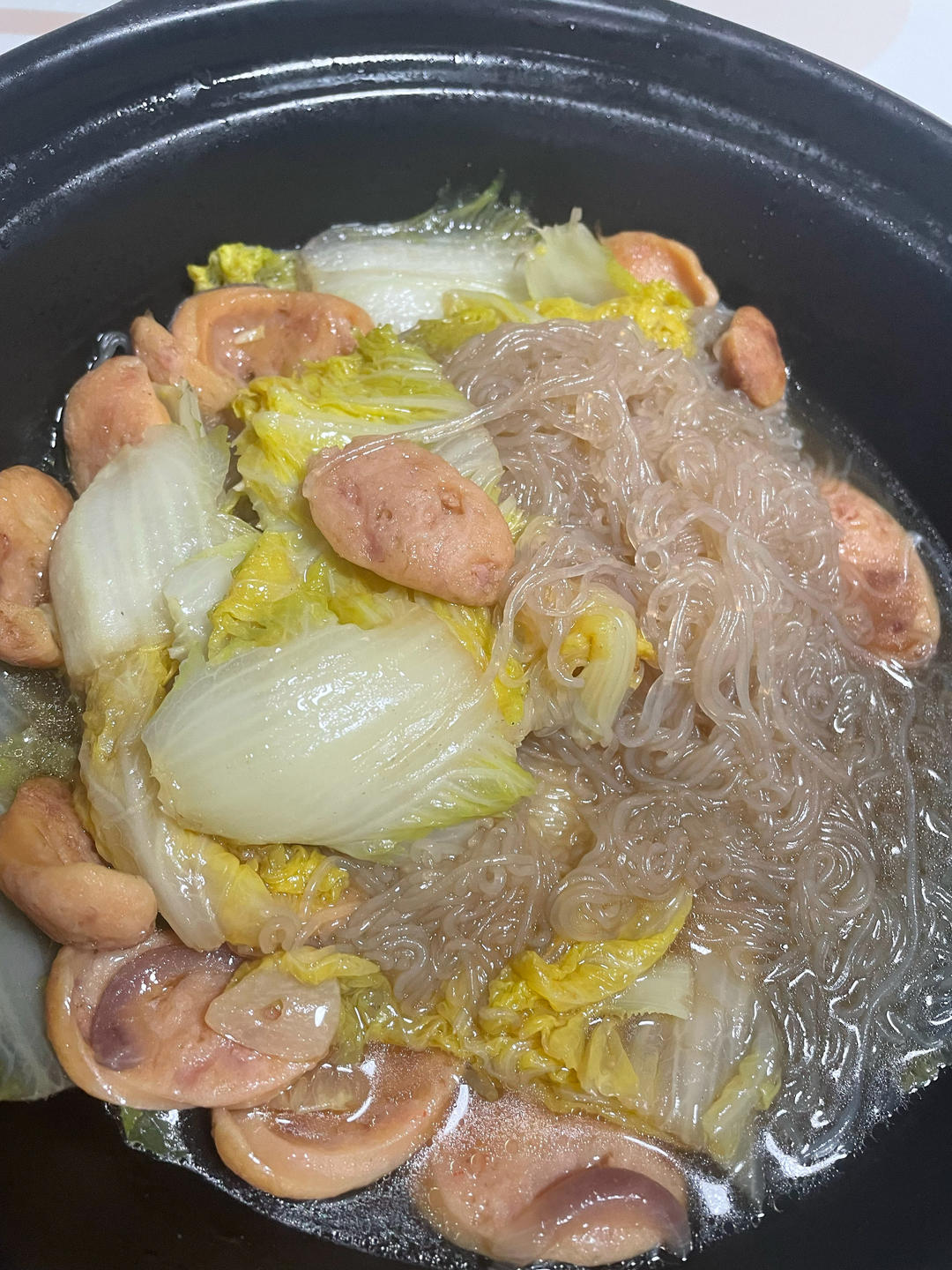 娃娃菜粉丝煲，低卡又鲜美