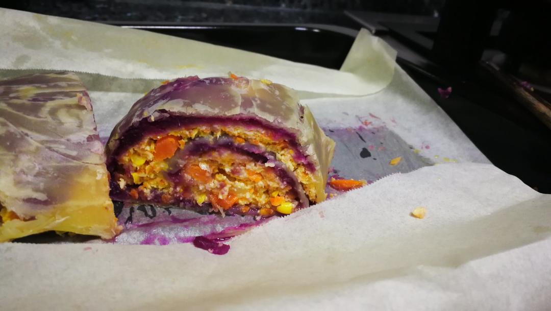 好吃到爆的低卡全麦紫薯鸡肉卷饼