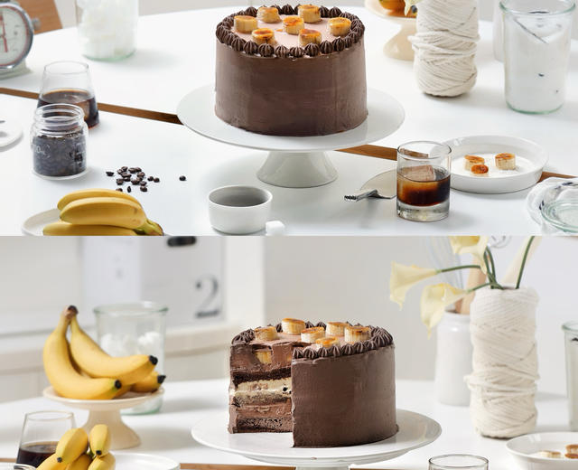 焦糖香蕉巧克力奶油蛋糕的做法