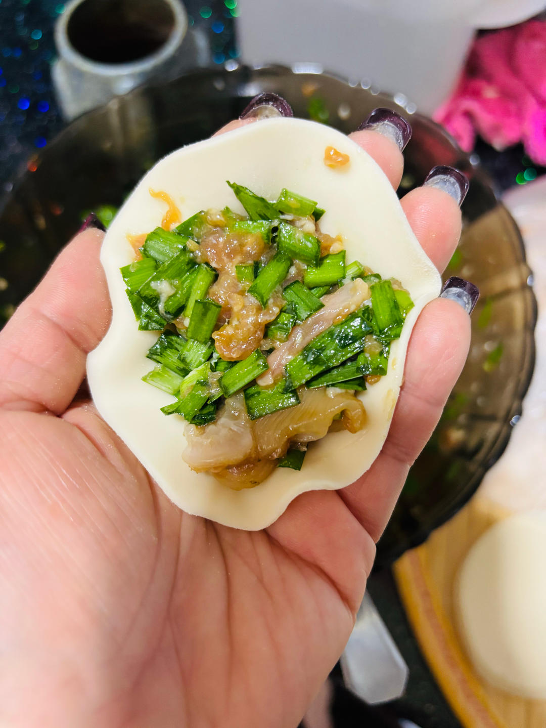 〈韭菜大蛤水饺馅〉，鲜美鲜美的。欣小厨 😉