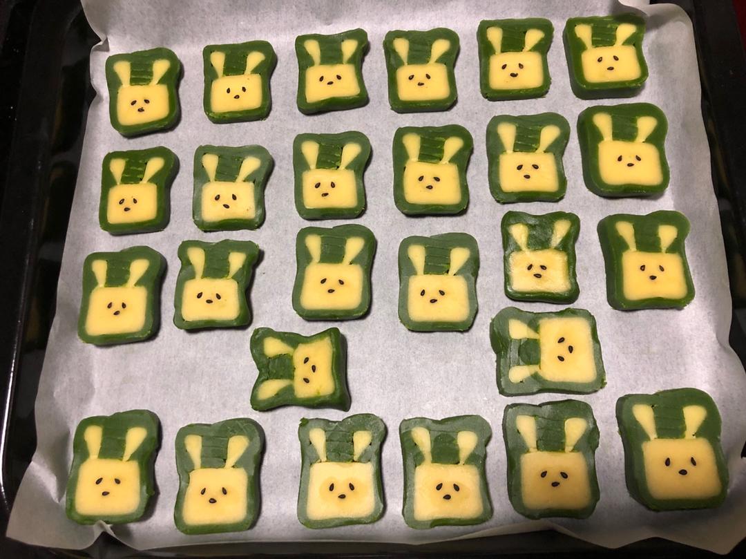 抹茶兔兔曲奇（比熊猫简单！超详细实物图+超良心手绘图）