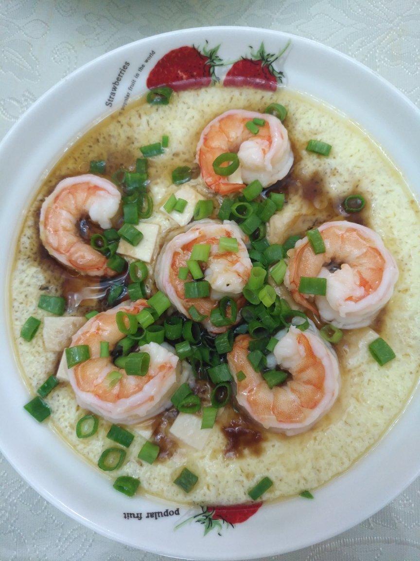 虾仁豆腐蒸水蛋