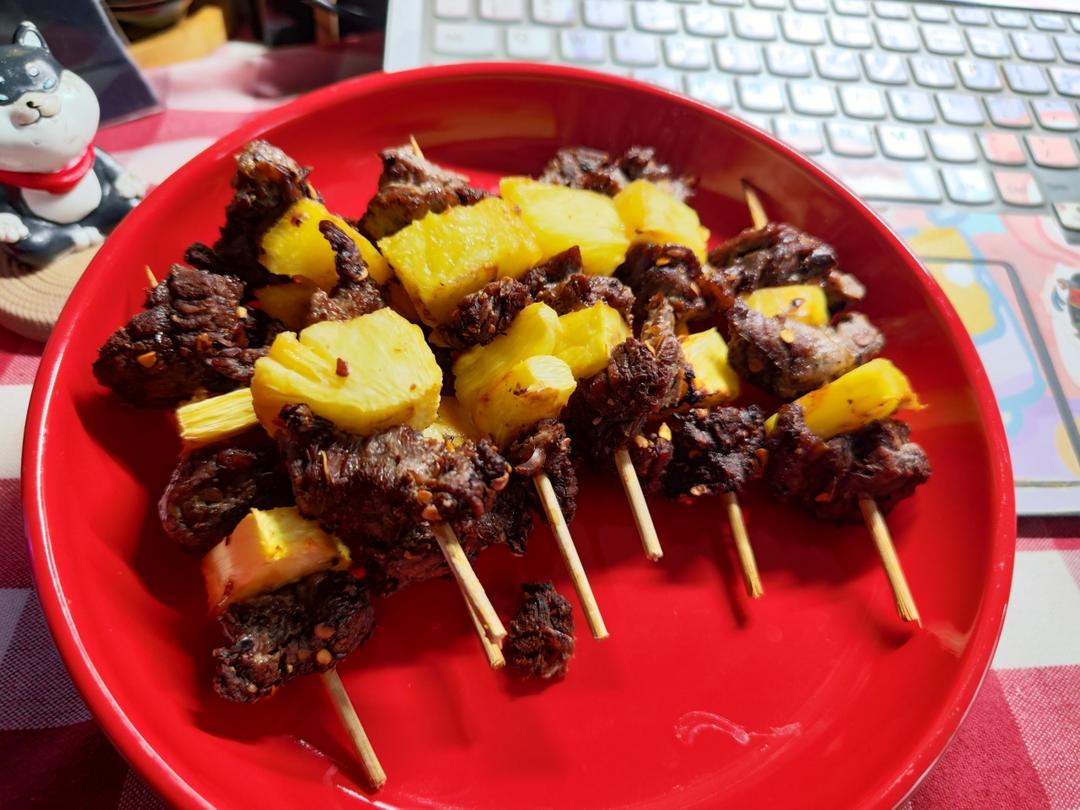 减脂期也可以吃的空气炸锅版菠萝牛肉串