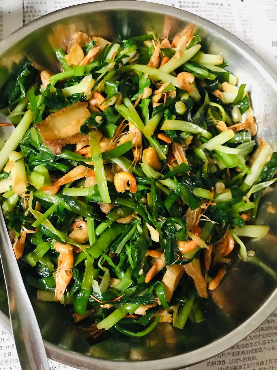 小河虾炒韭菜