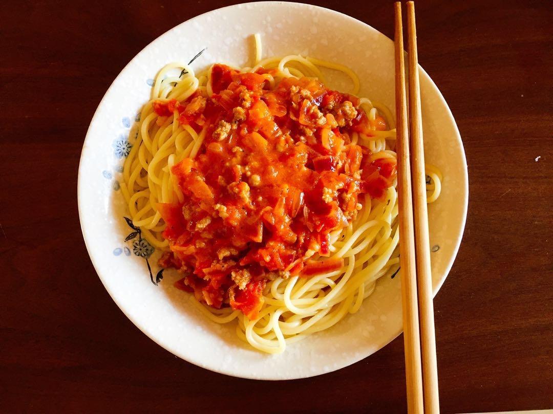 （完胜必胜客的）番茄肉酱意大利面～