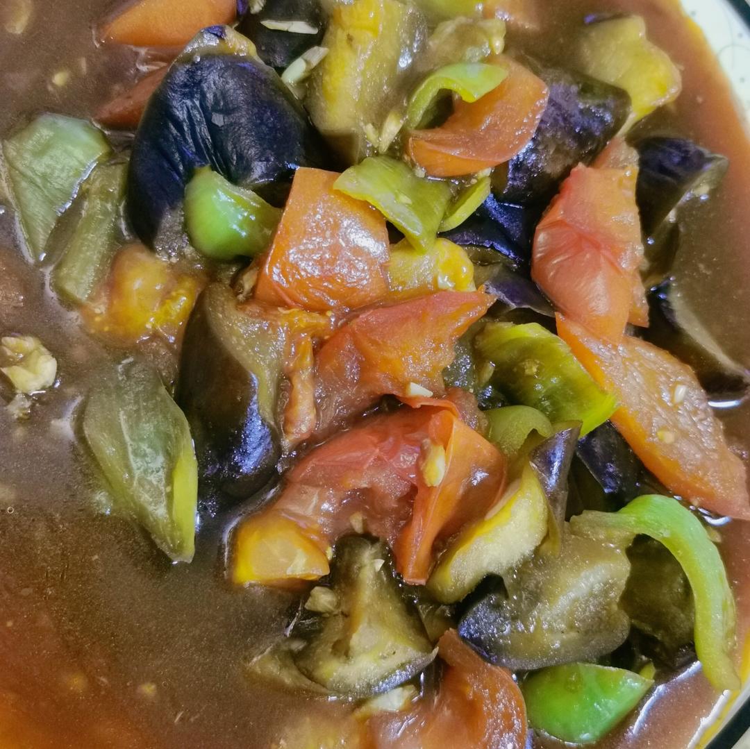 5分钟快手下饭菜#番茄炒茄子🍅番茄家族