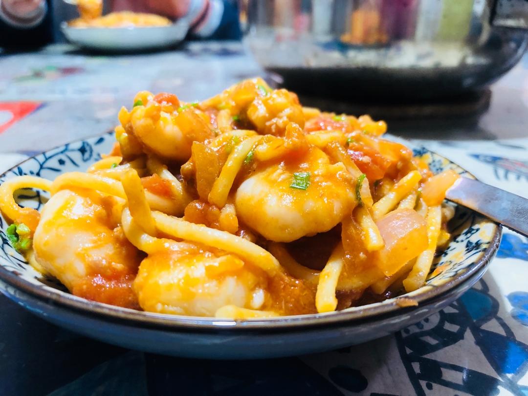 虾仁蕃茄意大利面