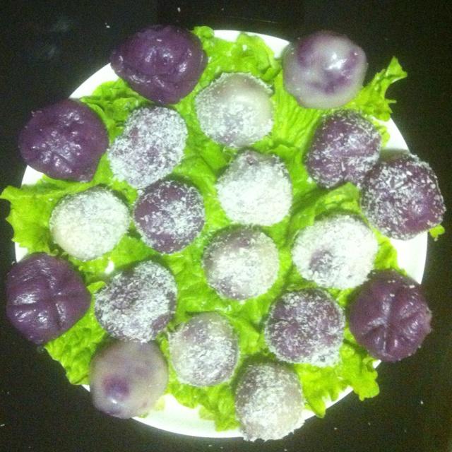 椰丝紫薯糯米糍的做法