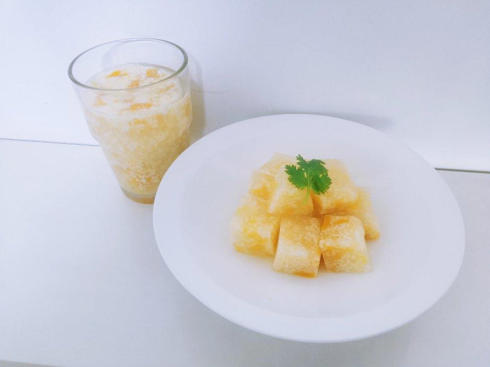 鹿和我做的芒果牛奶冻白凉粉版