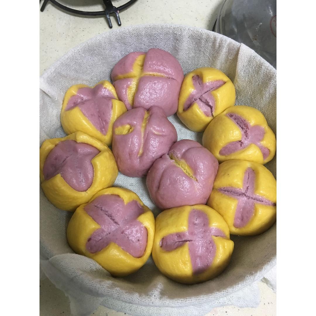 南瓜紫薯花样馒头