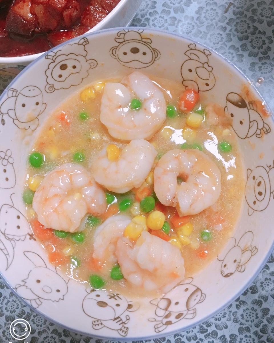 虾仁炒玉米青豆