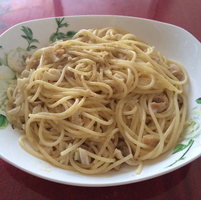 白蘑菇奶油培根意面