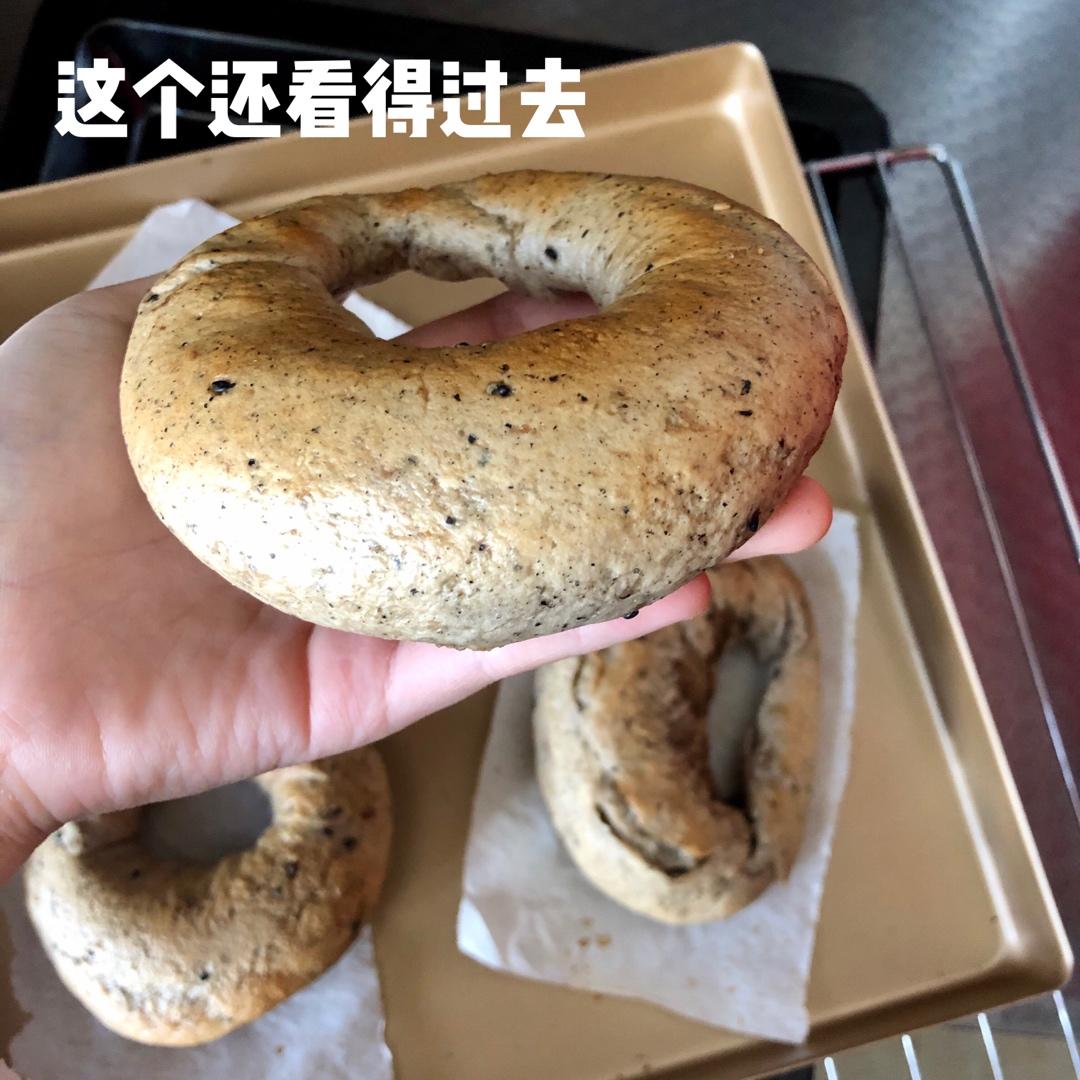 普通中筋面粉无糖无油黑芝麻贝果