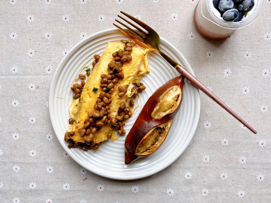 爆浆纳豆芝士蛋白卷