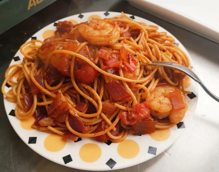 低卡好吃不胖的番茄虾仁意面‼️茄汁浓郁巨美味