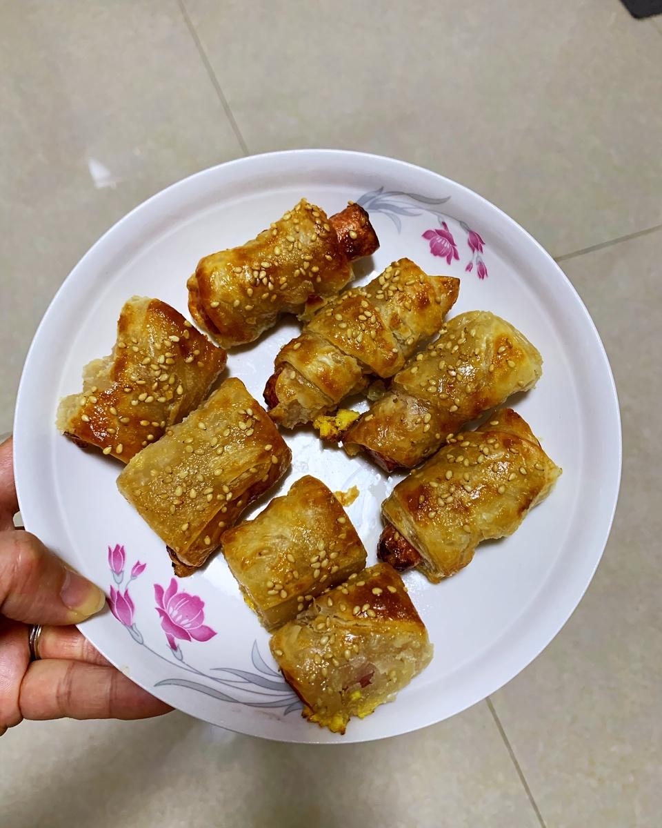 快手早餐：手抓饼变可颂面包（空气炸锅）
