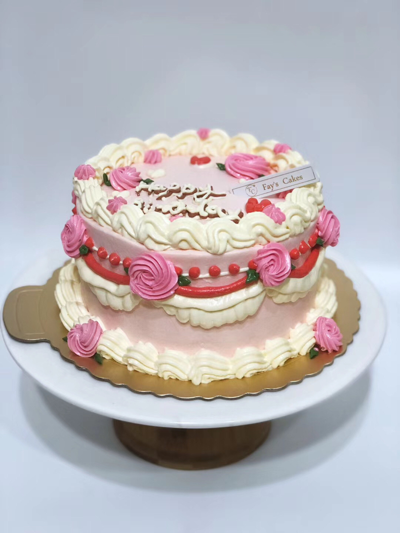 复古蛋糕含抹面技术，5种裱花技法