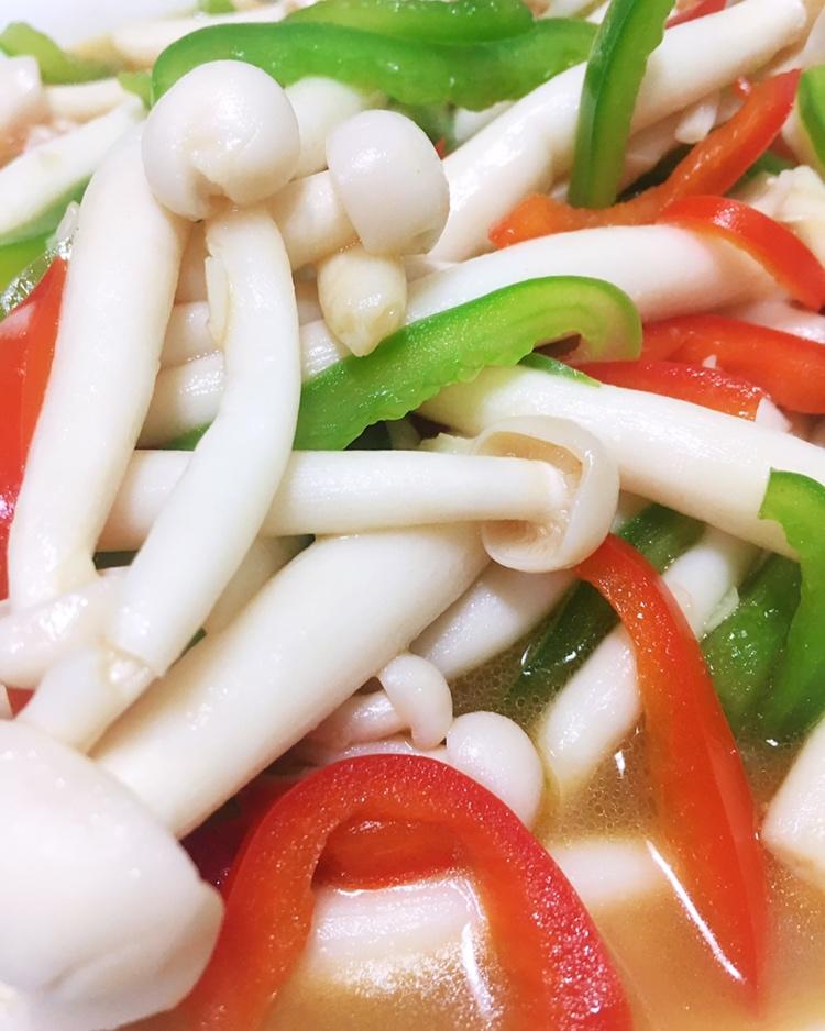 蚝油彩椒白玉菇